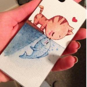 The Kiss Cute Animal Cat And Fish Cover Case For..