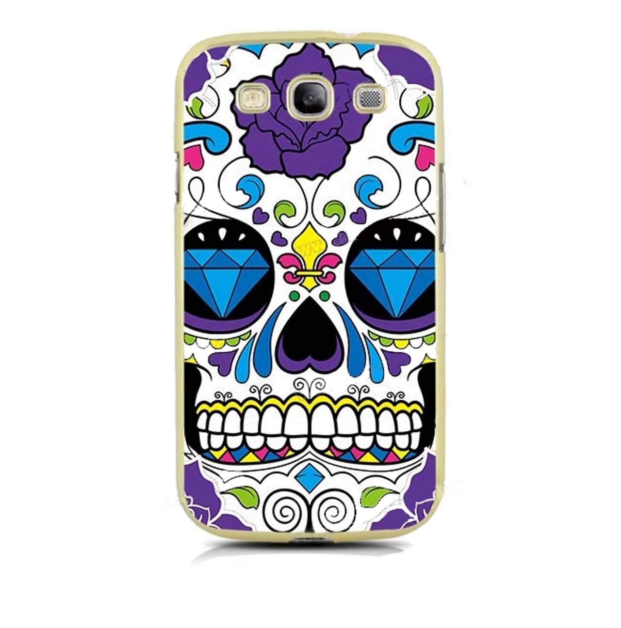 Colorful Diamond Flower Skull Protective Case For Iphone And Samsung Galaxy ( Screen Protector)